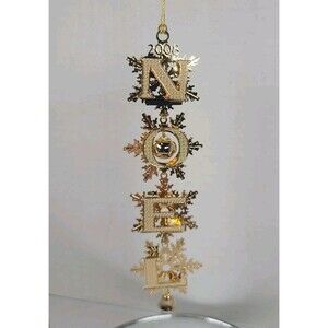 Danbury Mint Gold Plated "Noel on Snow Flakes" Christmas Ornament 2008